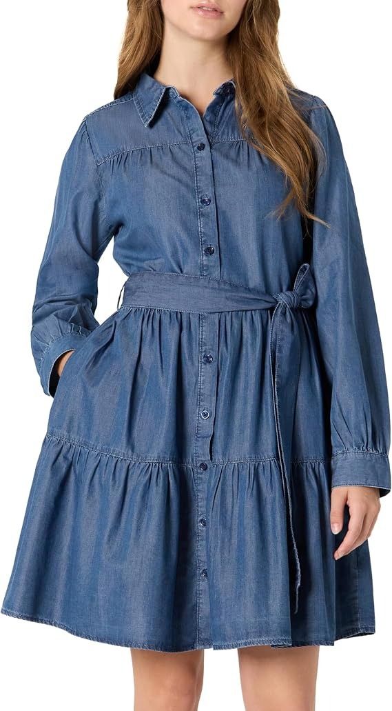 Blue Denim Shirt Dress With Belt imagen 3
